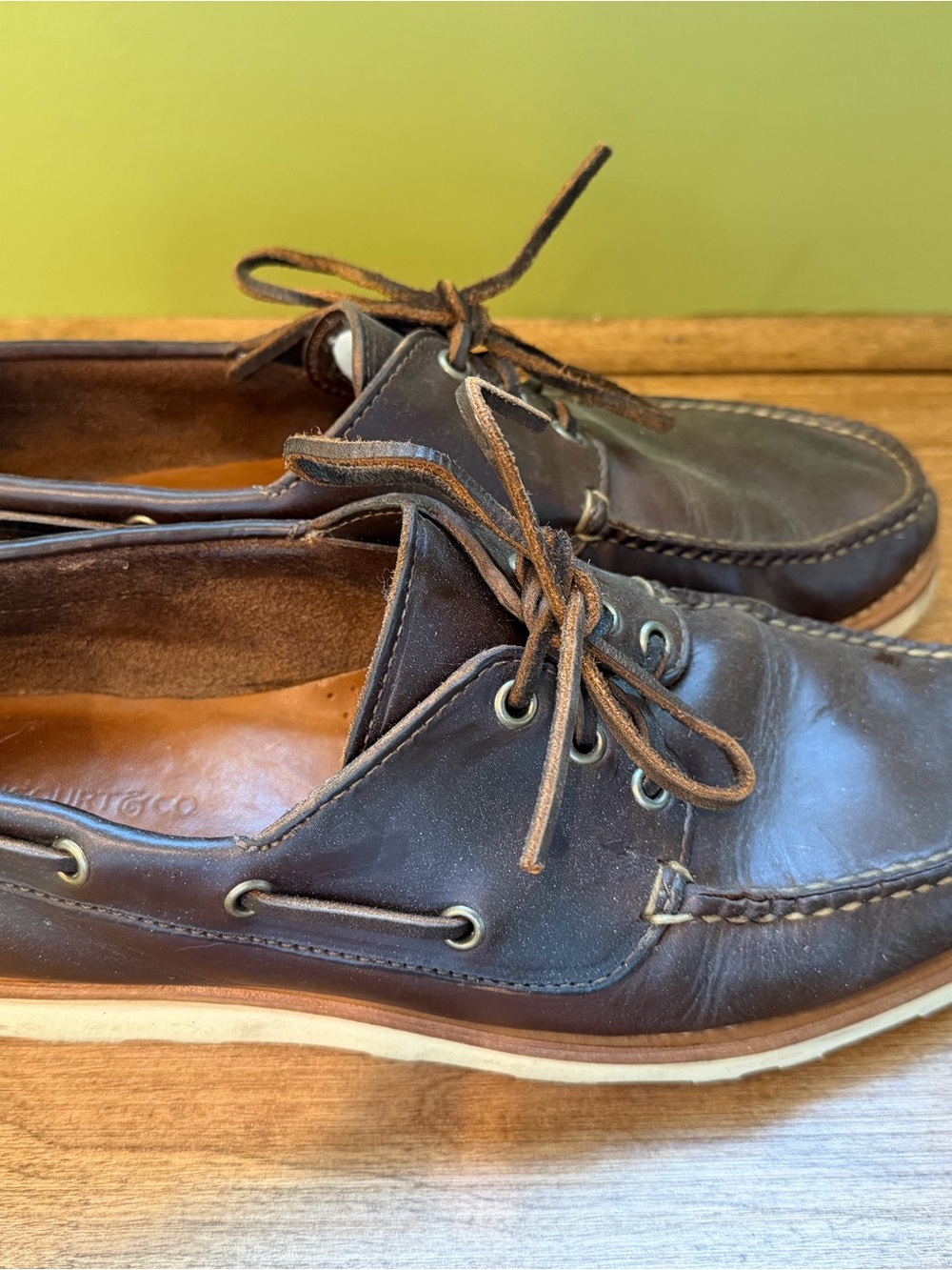 Rancourt x David Coggins Dark Brown Leather Men’s Boat Shoes - Vibram